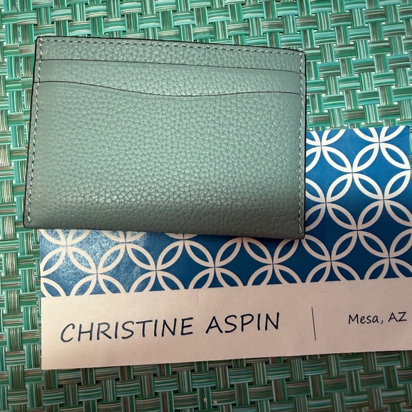 COACH Flat Card Case - Aquamarine - Picture 2 of 3